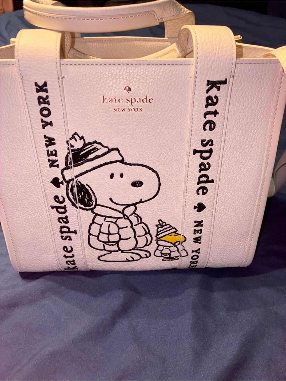 kate spade white Snoopy & Woodstock Printed Tote